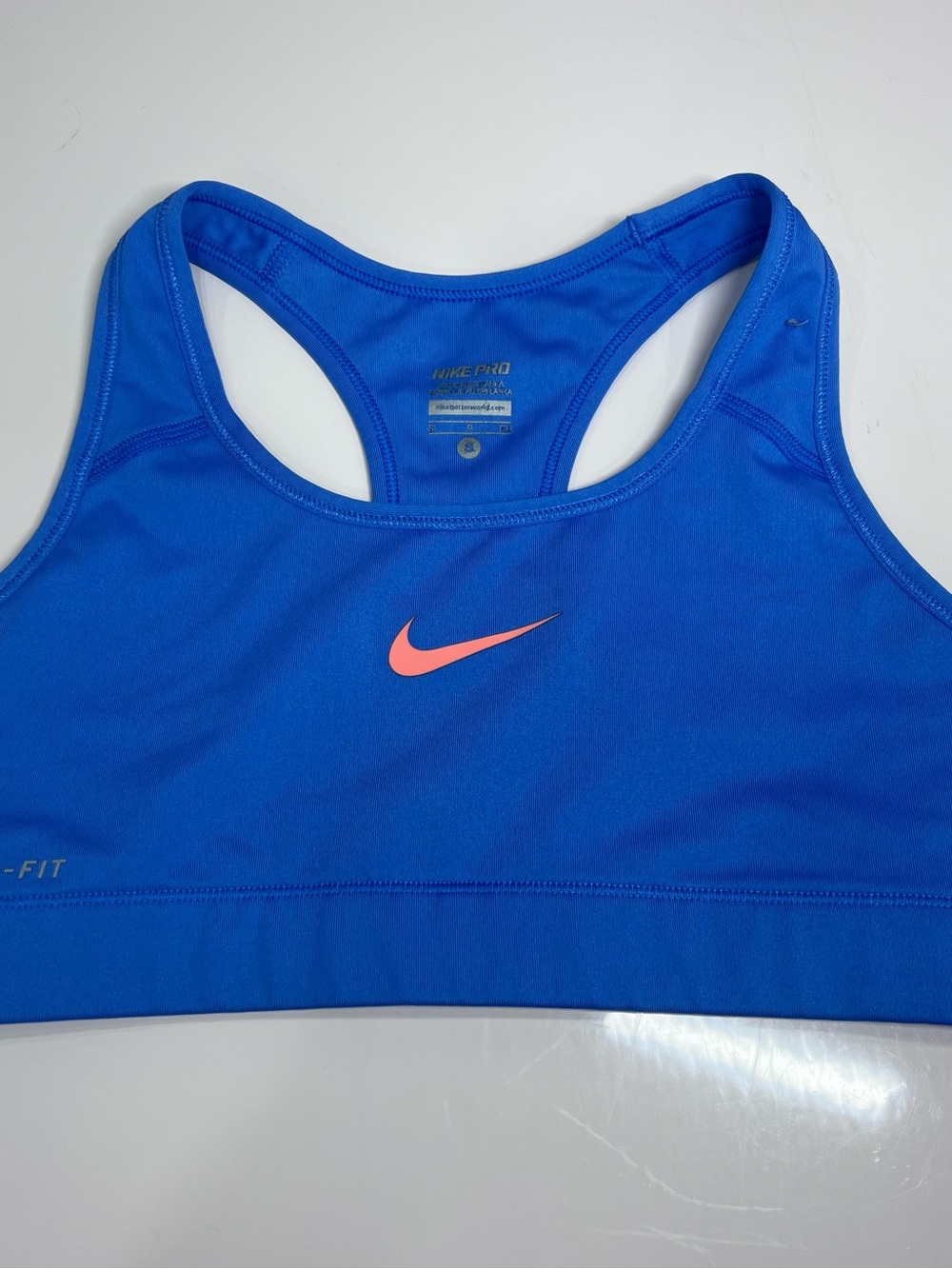 Nike Blue Racerback Sports Bra with Pink Swoosh
